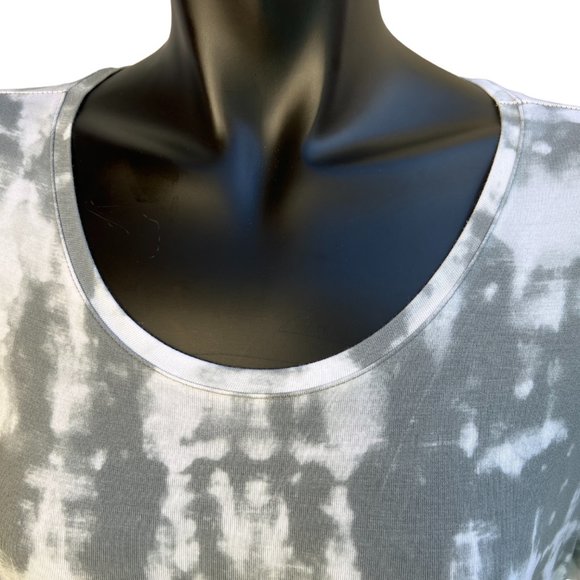 NWT Style & Co Tie Dye Maxi Dress Short Sleeve Scoop Neck Grey & White Size L - Picture 2 of 9